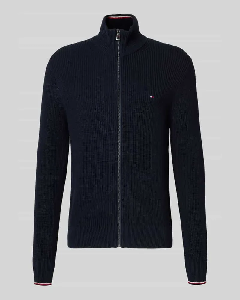 Tommy Hilfiger Regular Fit Strickjacke aus reiner Baumwolle Marine