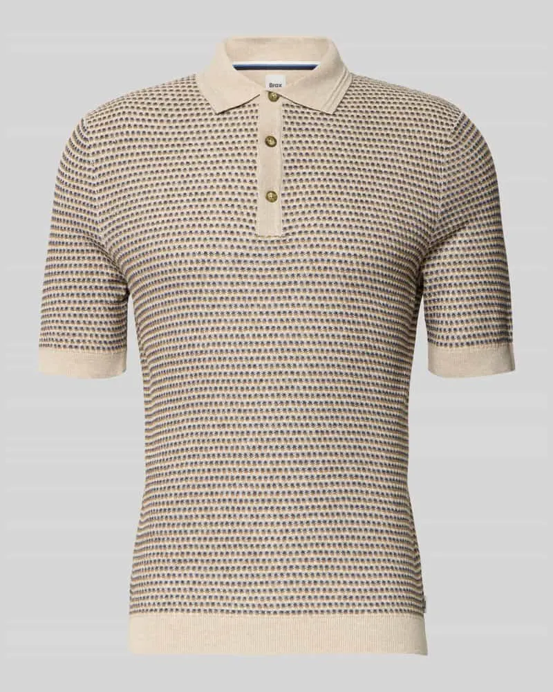 Brax Slim Fit Poloshirt in Strick-Optik mit Leinen-Anteil Sand