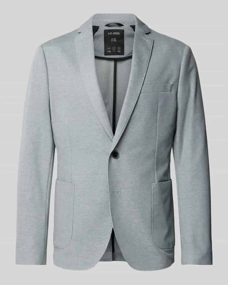 S.Oliver Slim Fit Anzugsakko aus zweifarbigem Piqué-Jersey Modell 's.O JOGG Hellgrau