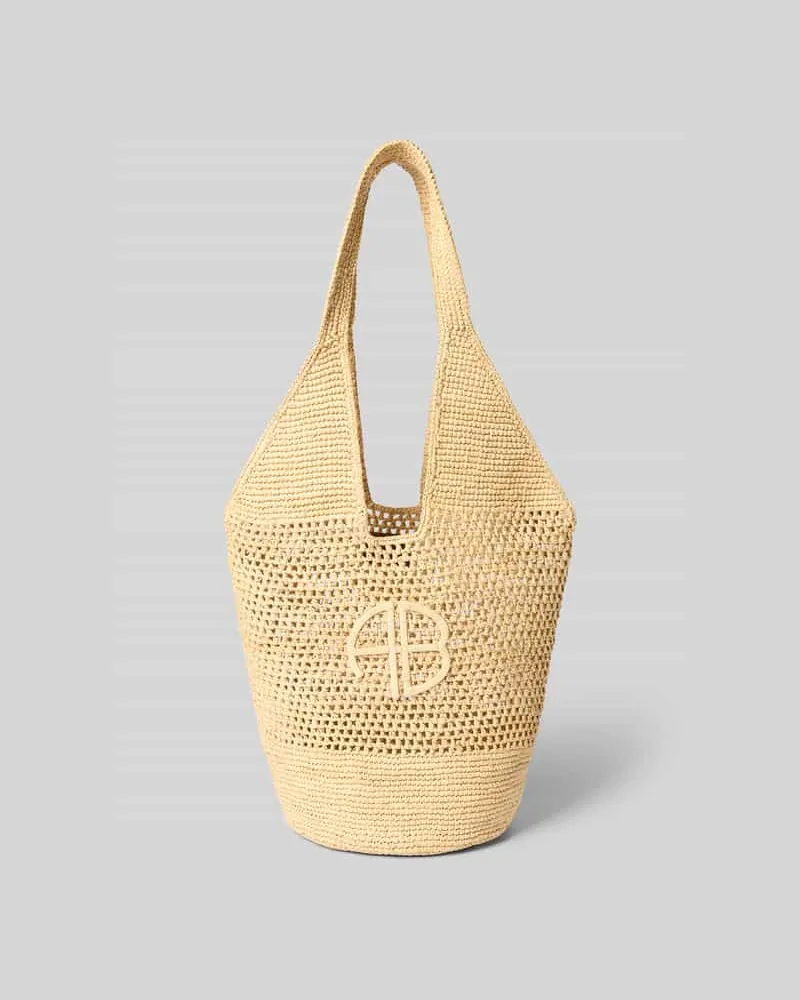 Anine Bing Strandtasche mit Label Patch Beige