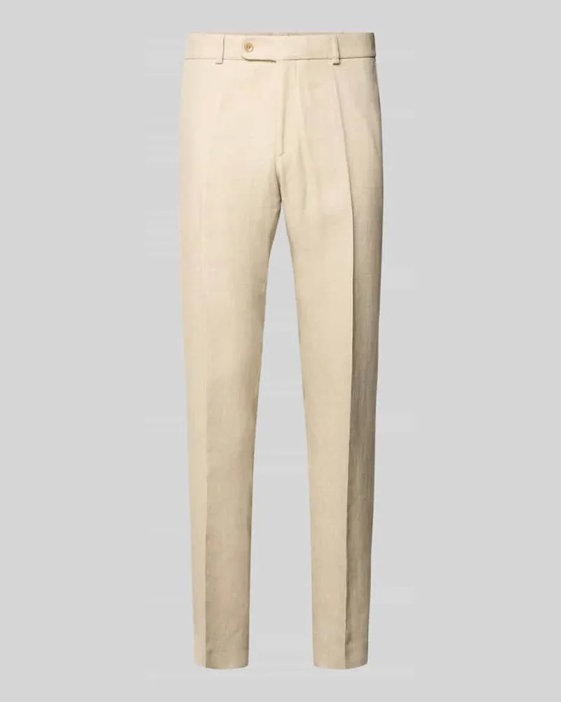 Carl Gross Slim Fit Leinenhose mit Woll- und Viskose-Anteil Modell 'Shiver Beige