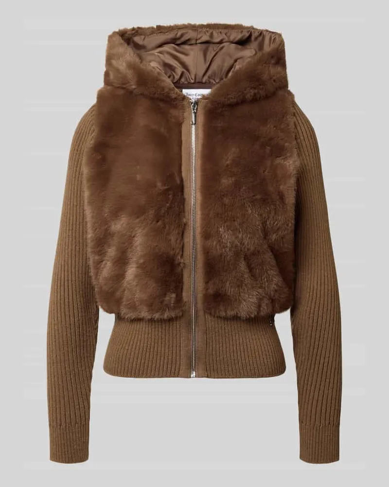 Juicy Couture Regular Fit Strickjacke mit Kapuze Modell 'NAILA Dunkelbraun