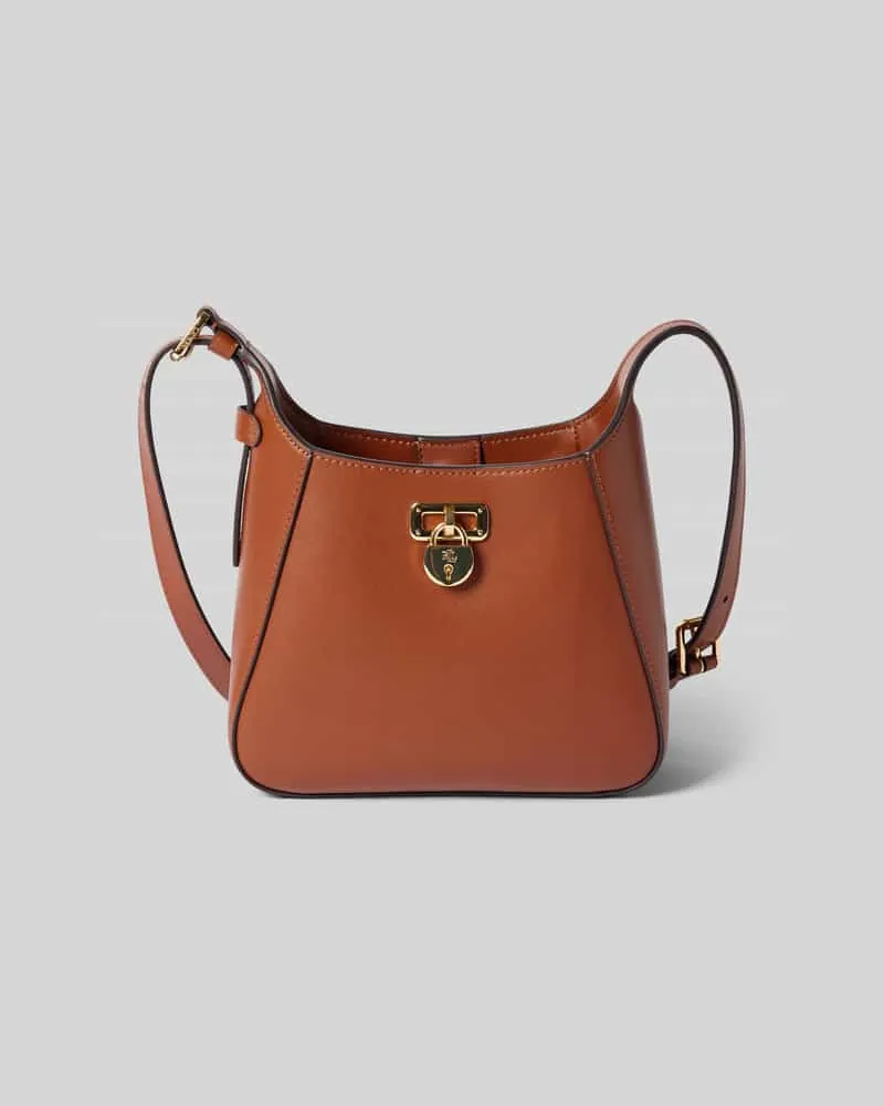 Ralph Lauren Handtasche mit Label-Applikation Modell 'TANNER Cognac