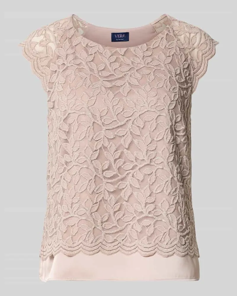 Vera Mont Blusenshirt aus Spitze mit Rundhalsausschnitt Taupe