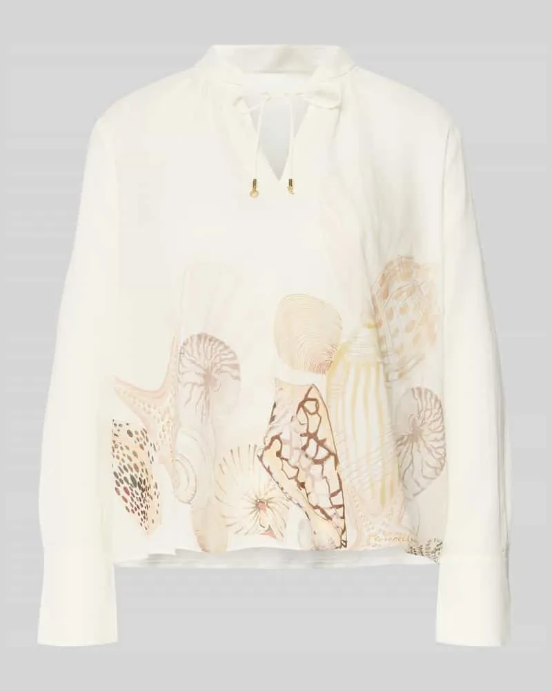 Marc Cain Relaxed Fit Bluse mit Schnürung Offwhite