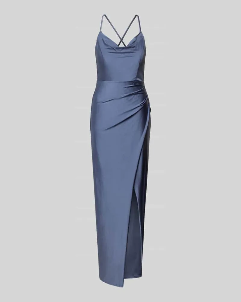 Vera Mont Abendkleid mit Wasserfall-Ausschnitt Hellblau