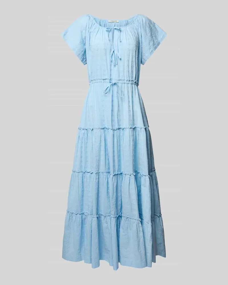 Scotch&Soda Maxikleid im Stufen-Look mit Schnürung Hellblau