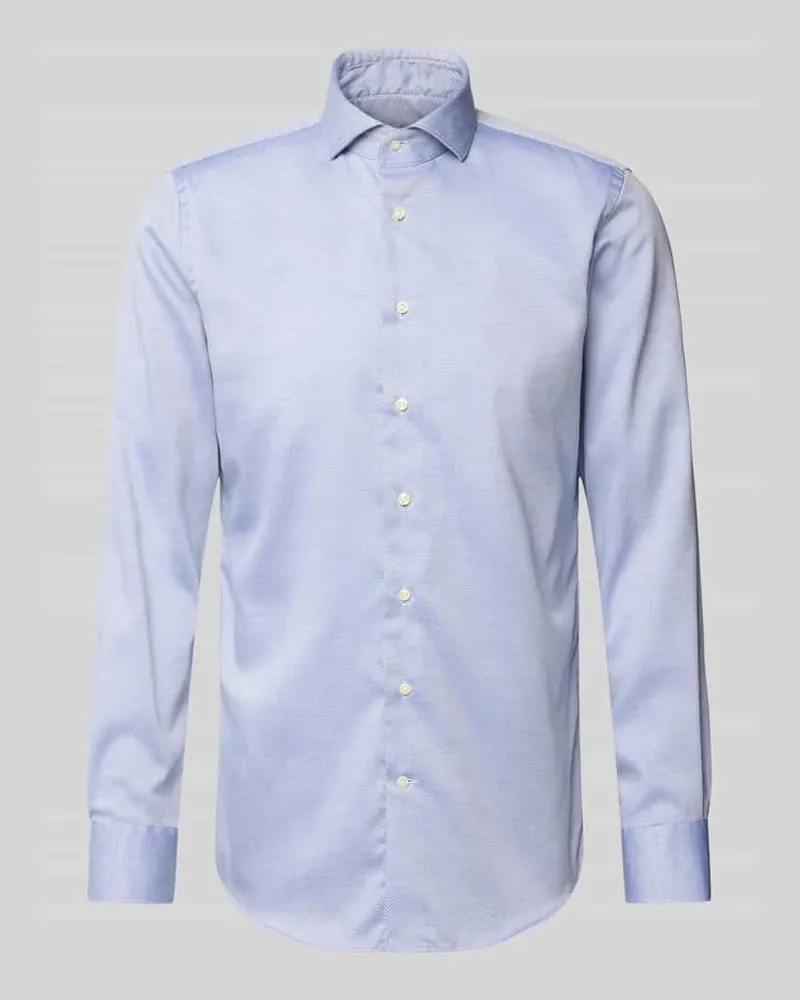 Profuomo Regular Fit Business-Hemd mit Knopfleiste Blau