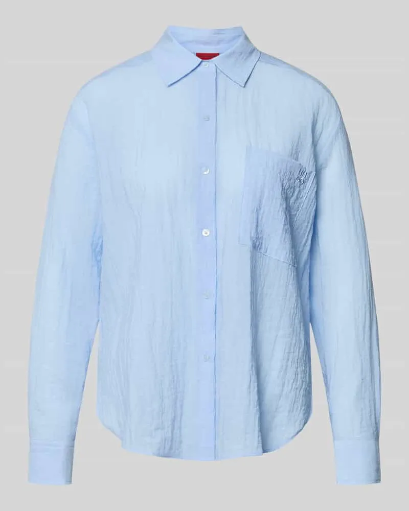 HUGO BOSS Relaxed Fit Hemdbluse aus Viskose-Mix Modell 'ELLODHY Hellblau