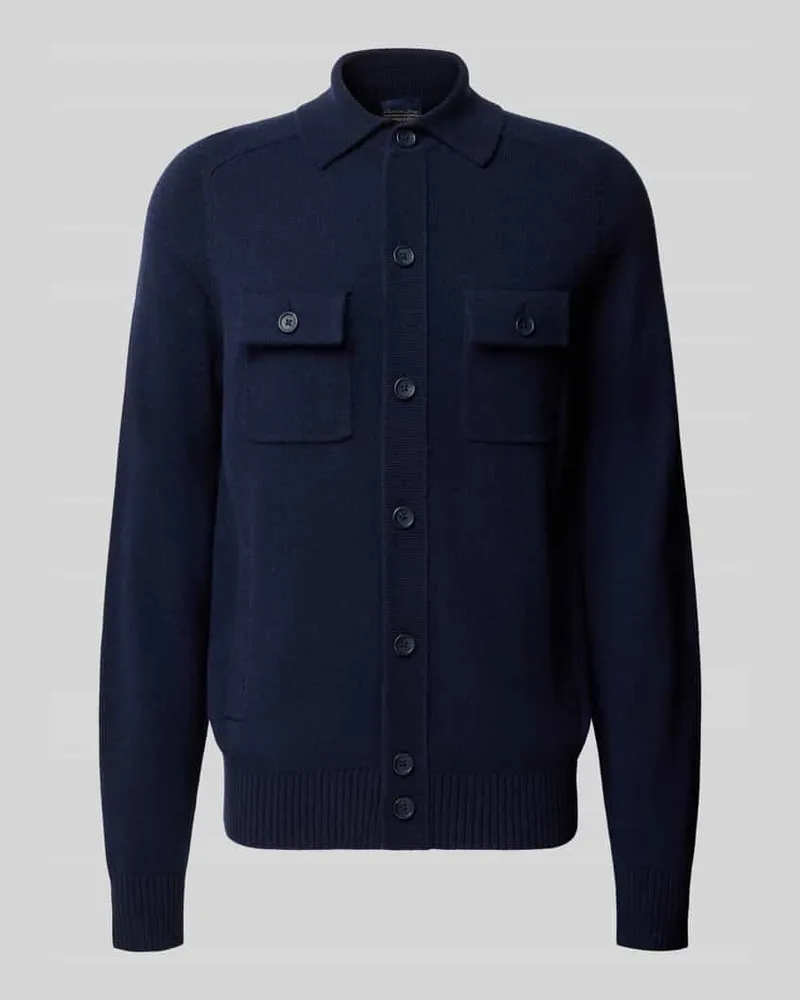Christian Berg Regular Fit Strickjacke aus Woll-Kaschmir-Mix mit Brusttaschen Marine