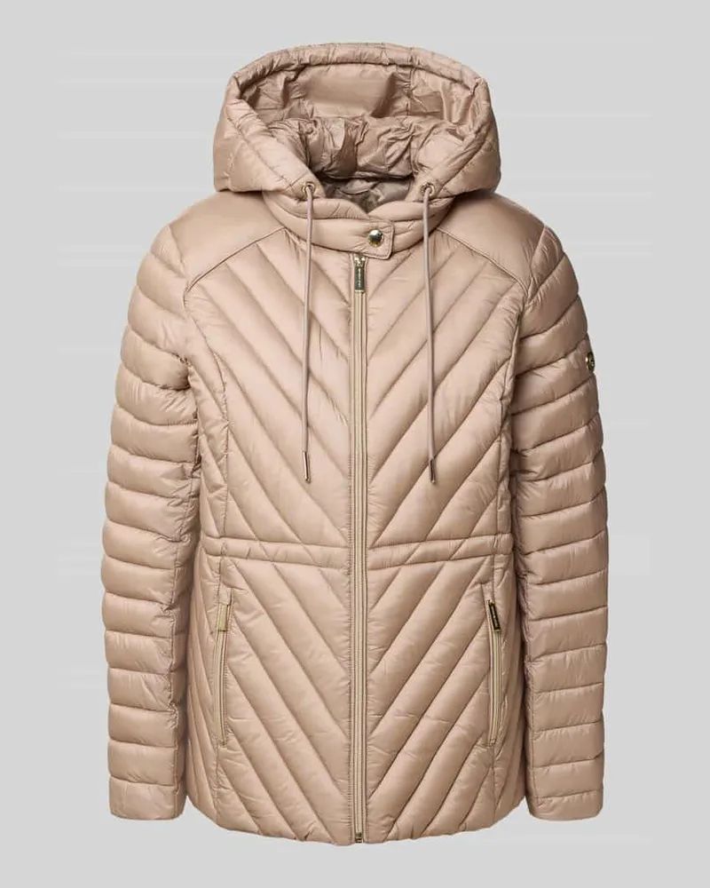 Michael Kors Regular Fit Steppjacke mit Kapuze Modell 'Chevron Beige