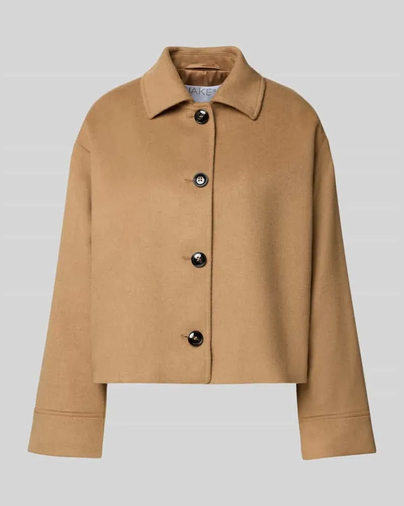 JAKE*S Relaxed Fit Jacke mit Woll-Anteil und Umlegekragen Camel