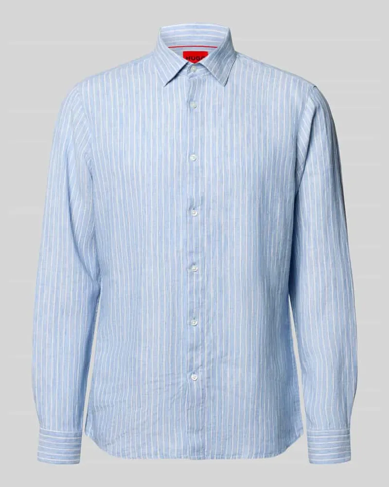 HUGO BOSS Modern Fit Freizeithemd aus reinem Leinen Modell 'VALERIO Hellblau