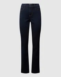 MAC Jeans Straight Fit Jeans mit Label-Patch Modell 'Angela Dunkelblau