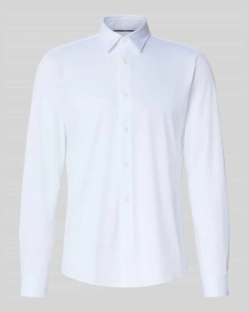 HUGO BOSS Slim Fit Businesshemd mit Struktur Modell 'P-ROAN Weiss
