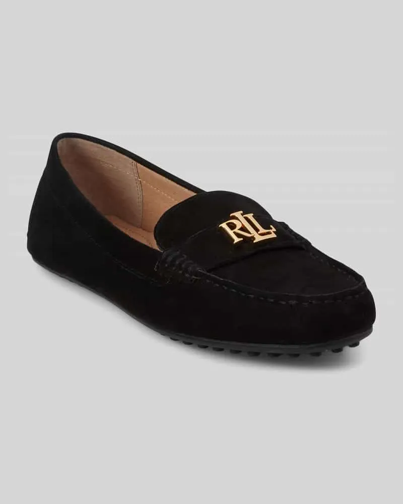Ralph Lauren Slipper aus echtem Veloursleder Black