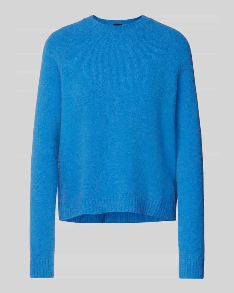 HUGO BOSS Strickpullover mit gerippten Abschlüssen Modell 'Febisan Hellblau
