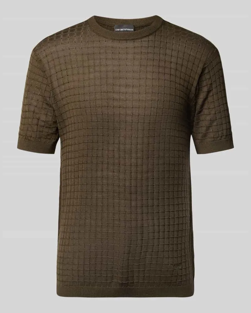 Emporio Armani T-Shirt mit geripptem Rundhalsausschnitt Schlamm