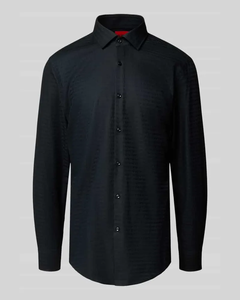 HUGO BOSS Slim Fit Business-Hemd mit Knopfleiste Modell 'Kenno Black