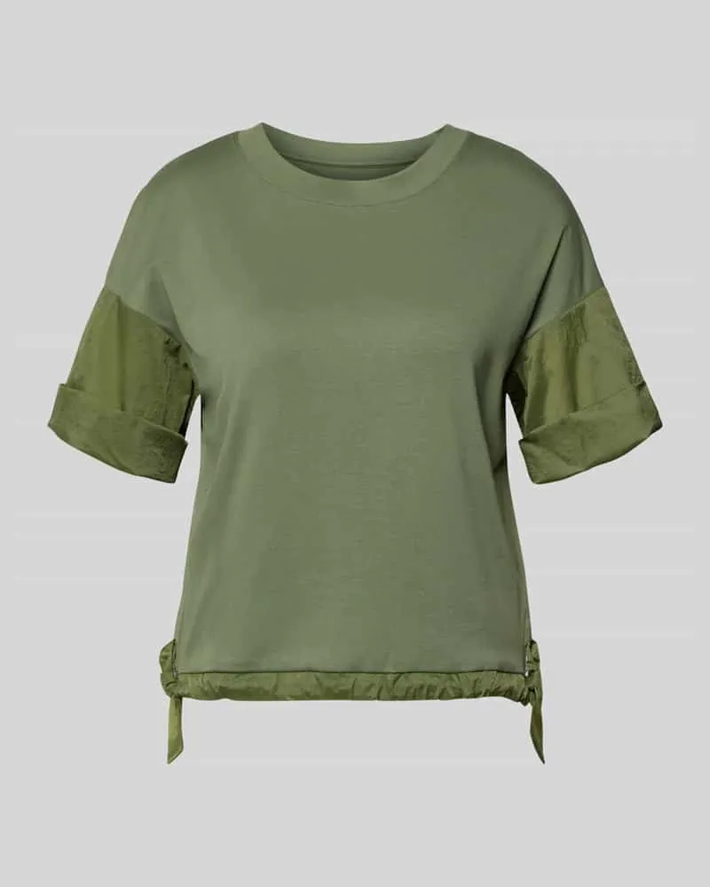 Marc Cain T-Shirt mit Rundhalsausschnitt und Tunnelzug Oliv