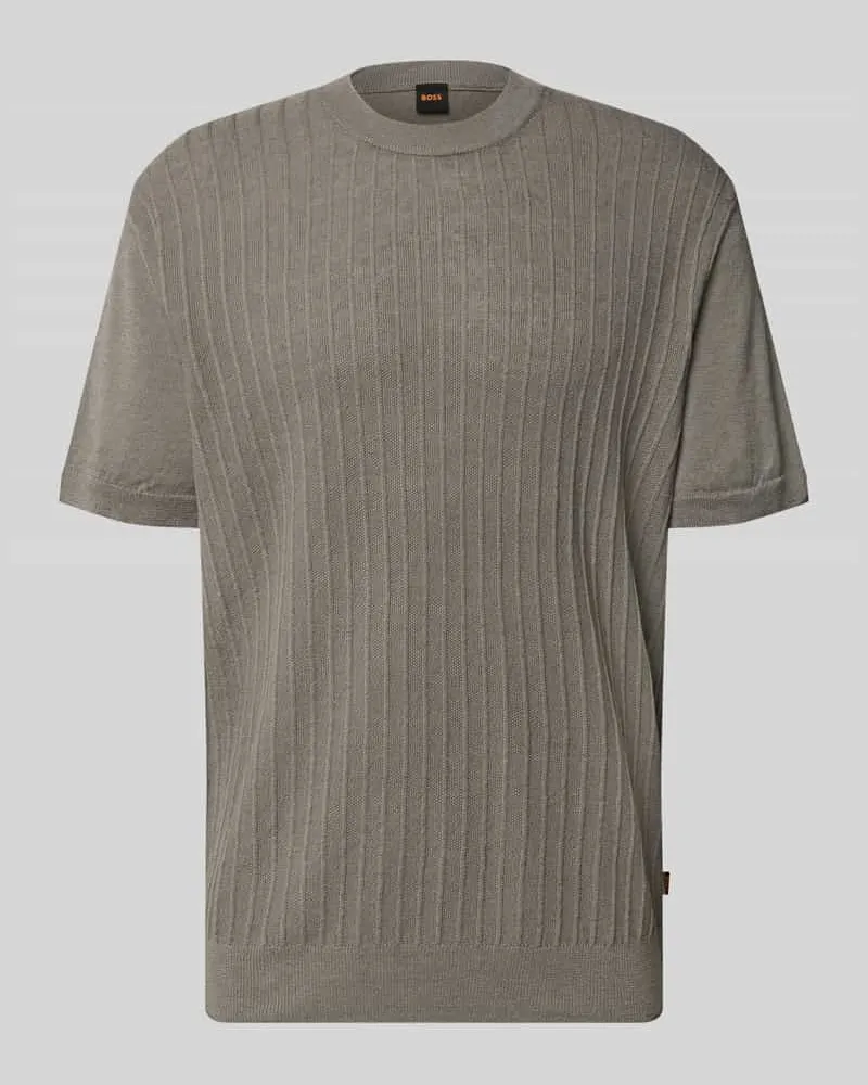 HUGO BOSS Regular Fit T-Shirt aus Leinen-Baumwoll-Mix Modell 'KAJORDINO Oliv