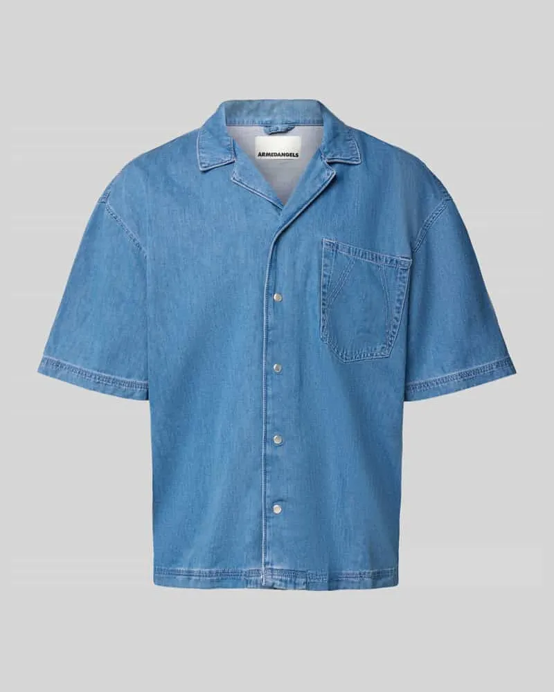 Armedangels Oversized Jeanshemd aus Baumwoll-Lyocell-Mix Jeansblau