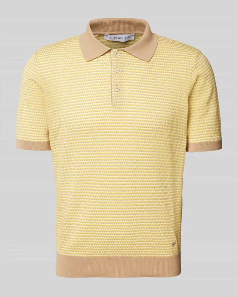 Manuel Ritz Poloshirt mit kurzer Knopfleiste Hellgelb