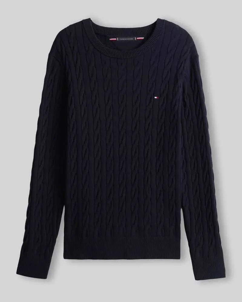 Tommy Hilfiger Regular Fit Pullover aus reiner Baumwolle Marine