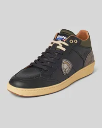 Blauer Ledersneaker mit Label-Patch Modell 'MURRAY Black