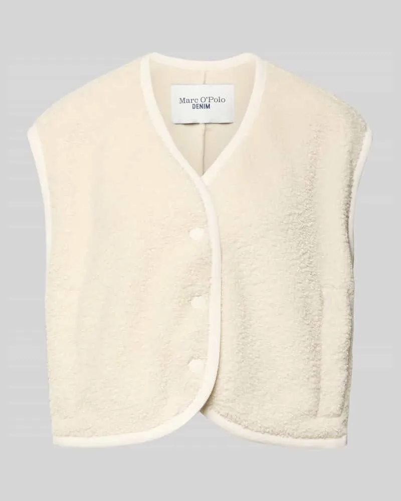Marc O'Polo Boxy Fit Teddyfell-Weste mit Druckknopfleiste Offwhite