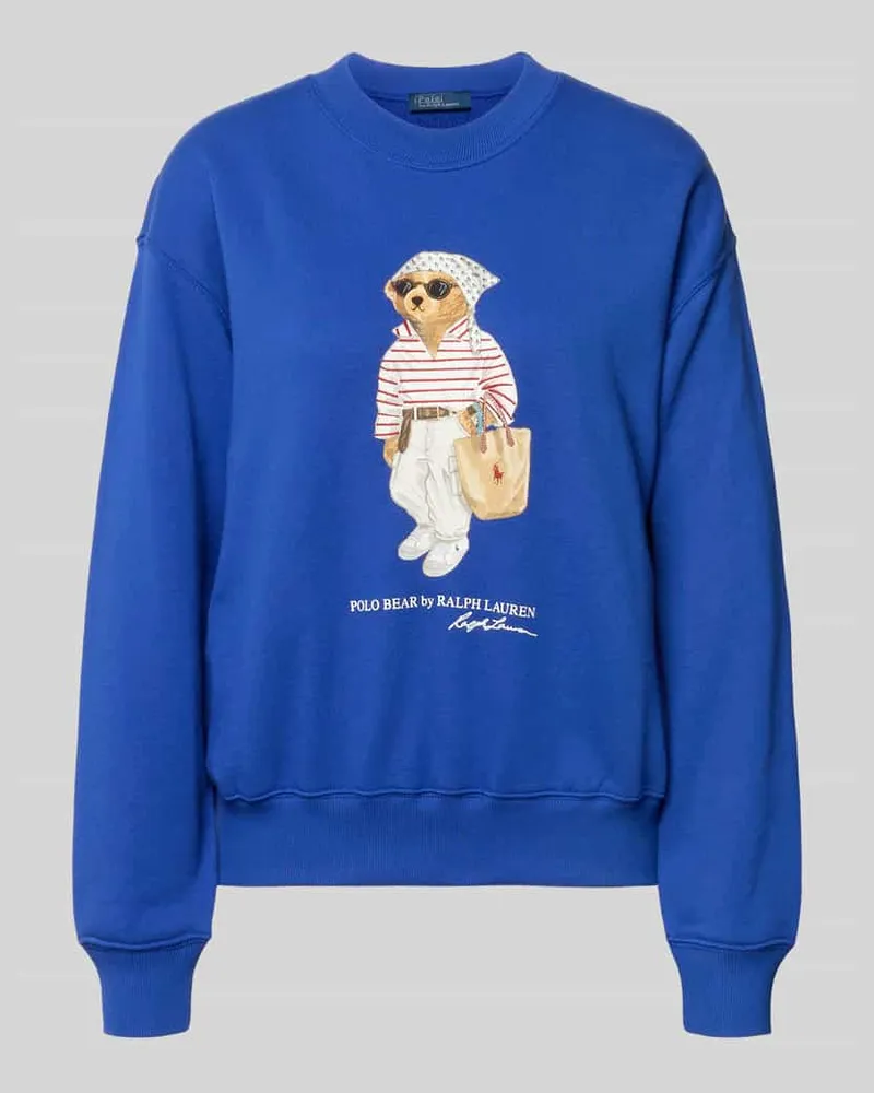 Ralph Lauren Regular Fit Sweatshirt aus Baumwoll-Mix mit Bear-Motiv Blau