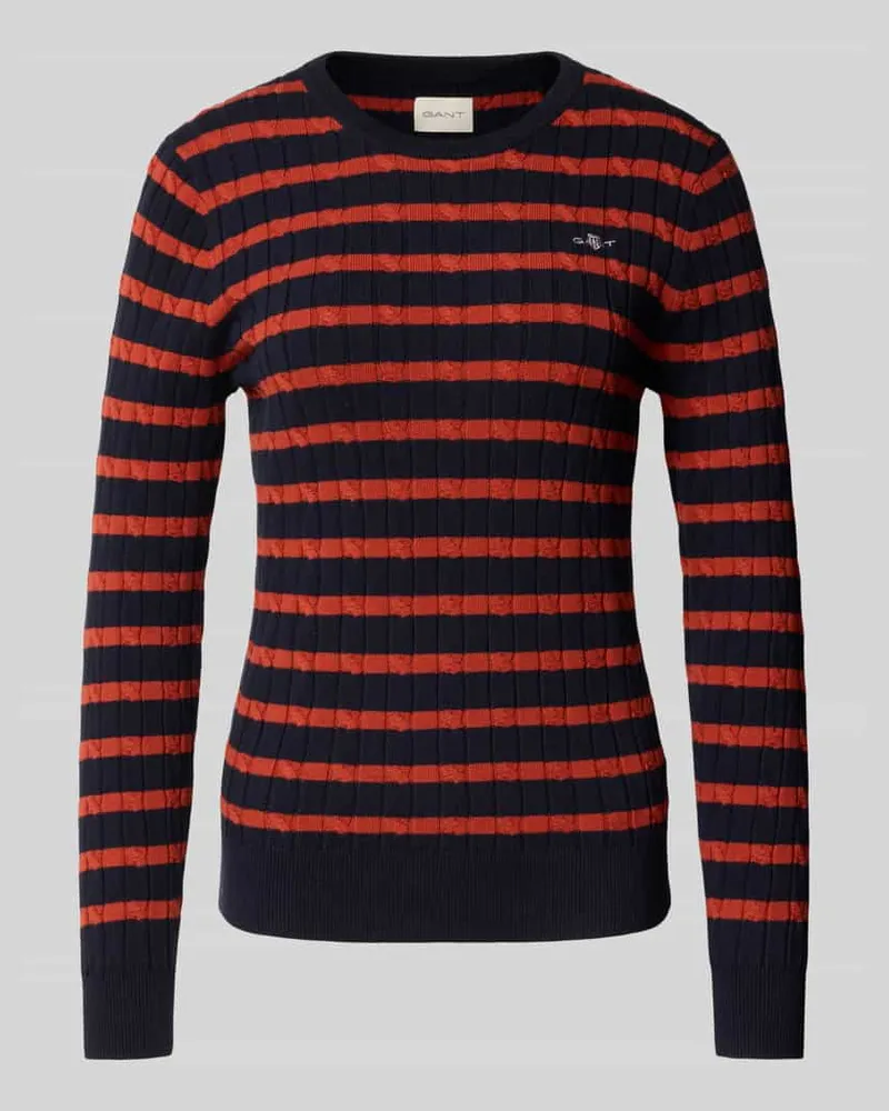 Gant Strickpullover mit gerippten Abschlüssen Rostrot