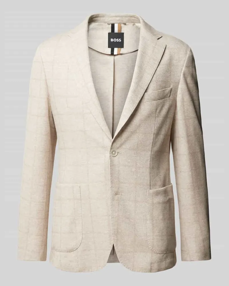 HUGO BOSS Regular Fit Sakko aus Leinen-Baumwoll-Mix Modell 'Hanry Offwhite