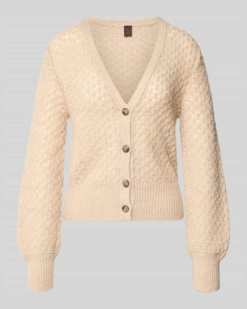 Stefanel Strickjacke mit V-Ausschnitt Modell 'ALPACA Beige