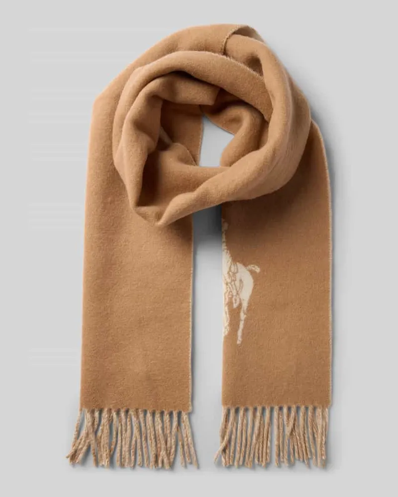 Ralph Lauren Wollschal mit Logo-Stitching Modell 'Oblong Camel