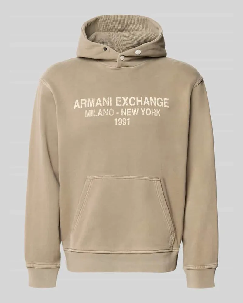 Armani Exchange Hoodie mit Label-Print Taupe