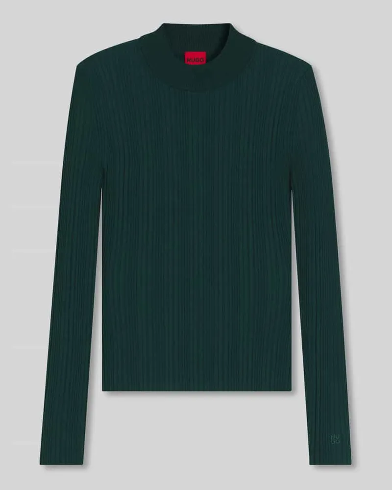 HUGO BOSS Slim Fit Pullover mit Rippstruktur Modell 'SARPHAMMILK Dunkelgruen