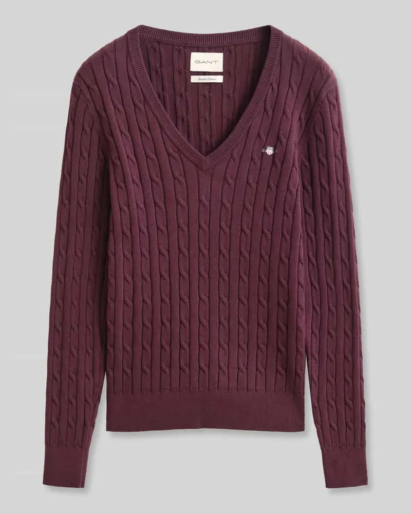 Gant Regular Fit Pullover aus Baumwoll-Mix mit Logo-Stitching Bordeaux