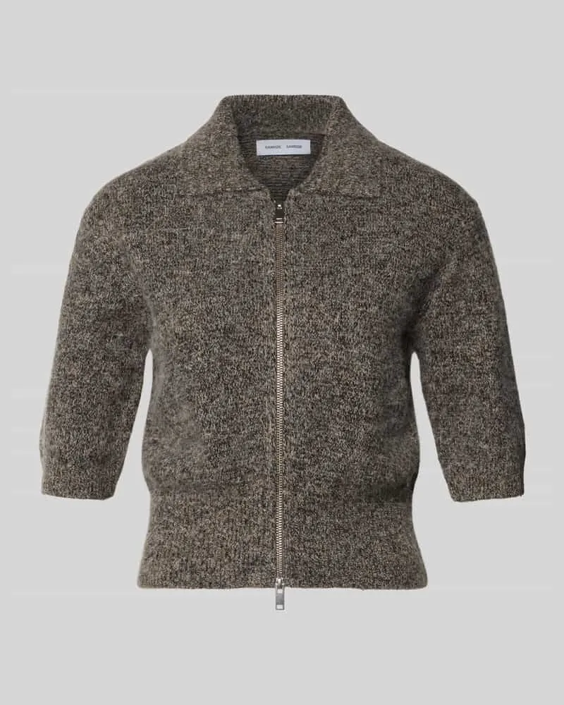 Samsøe & Samsøe Strickjacke aus Woll-Mix mit 1/2-Arm Modell 'SAKELSIE Mittelbraun