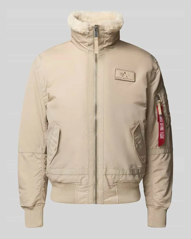 Alpha Industries Bomberjacke mit Reißverschluss und Label-Patch Offwhite