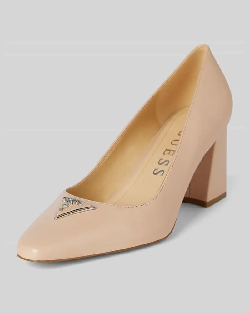 Guess Pumps aus Leder mit Bloackabsatz Modell 'VARLAY2 Beige