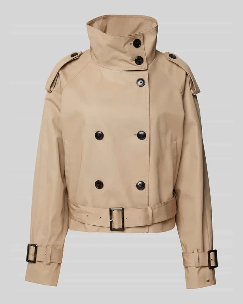 Tommy Hilfiger Cropped Trenchcoat mit Stehkragen Sand