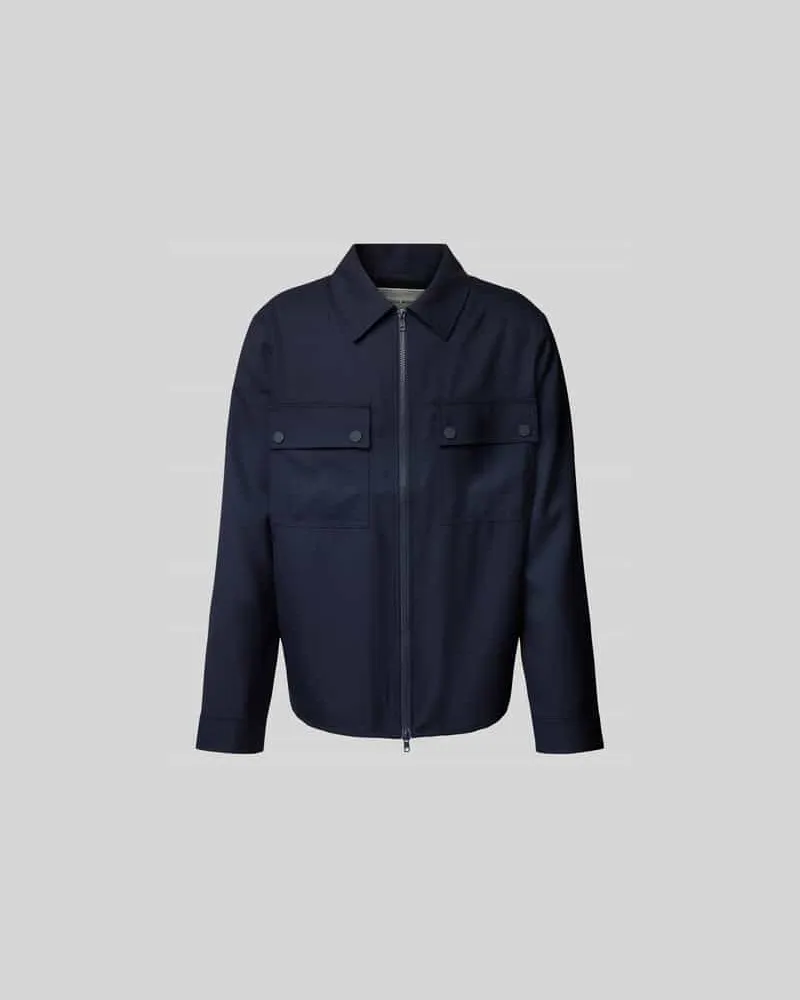 Wood Wood Hemdjacke mit Zweiwege-Reißverschluss Blau