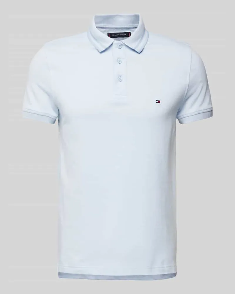 Tommy Hilfiger Slim Fit Poloshirt mit Logo-Stitching Modell 'PRETWIST MOULINE Hellblau