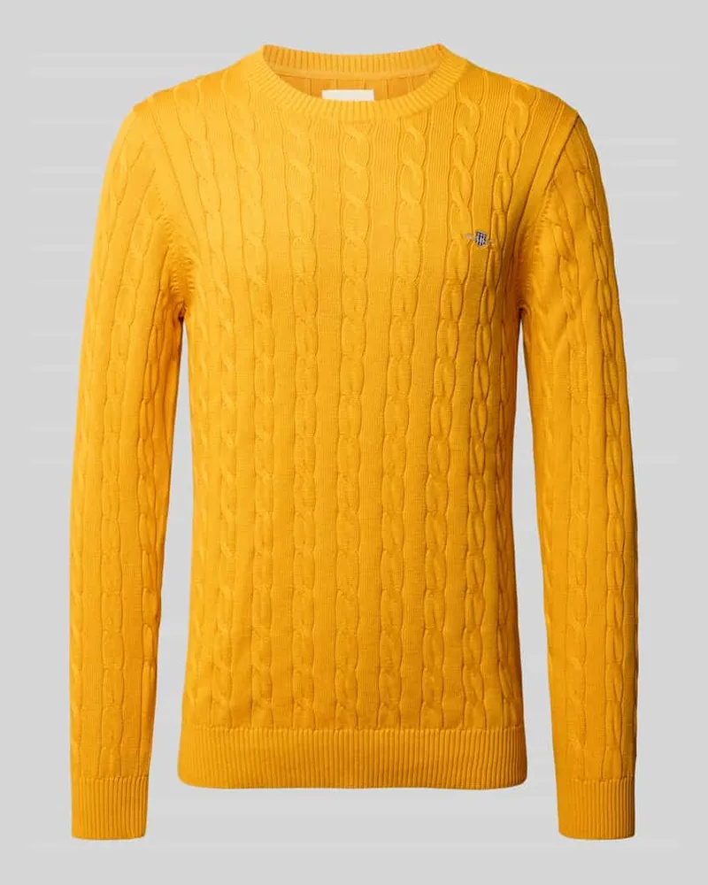 Gant Strickpullover mit gerippten Abschlüssen Gelb