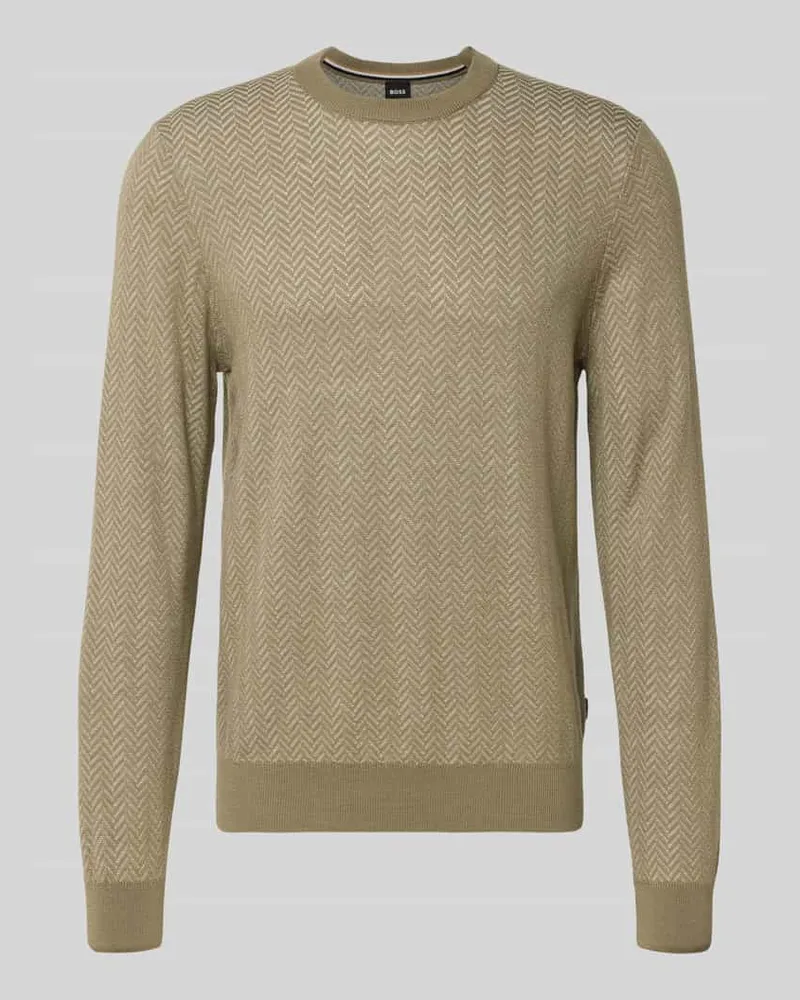 HUGO BOSS Regular Fit Pullover aus Schurwoll-Mix Modell 'HABITO Schlamm