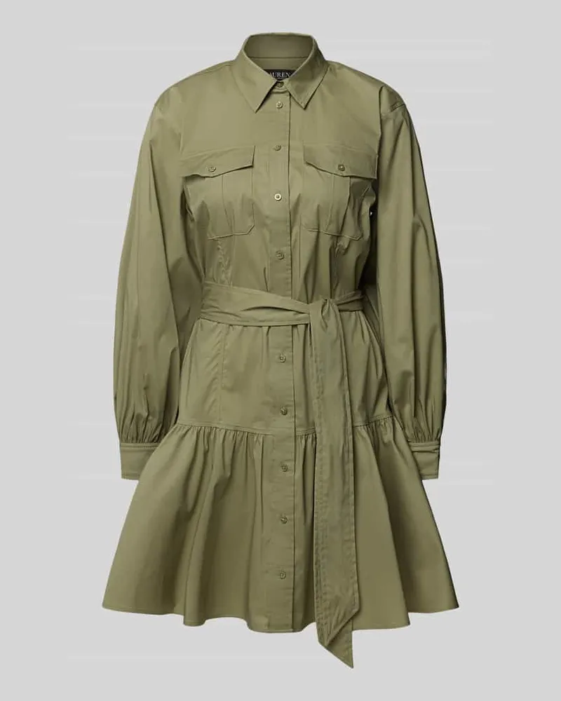 Ralph Lauren Knielanges Hemdblusenkleid mit Brustpattentaschen Modell 'REEDAN Oliv