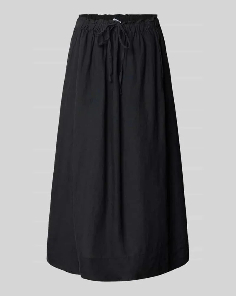 Selected Ausgestellter Midi-Rock aus reinem Leinen Modell 'INNA Black