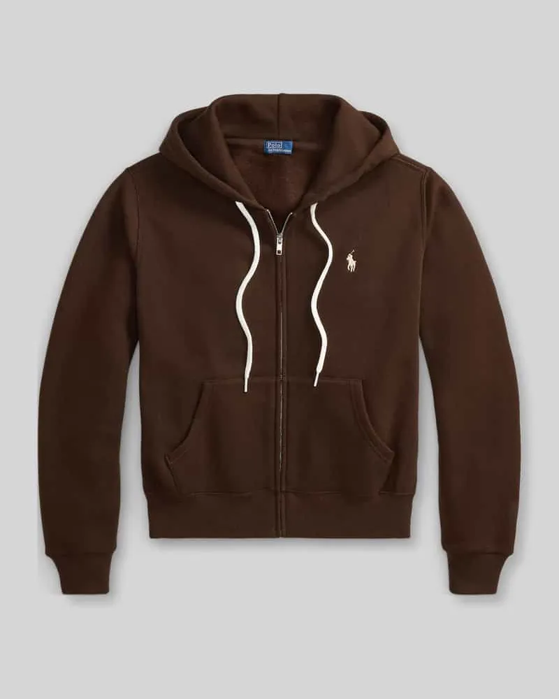 Ralph Lauren Regular Fit Sweatjacke aus Baumwoll-Mix mit Kapuze Dunkelbraun