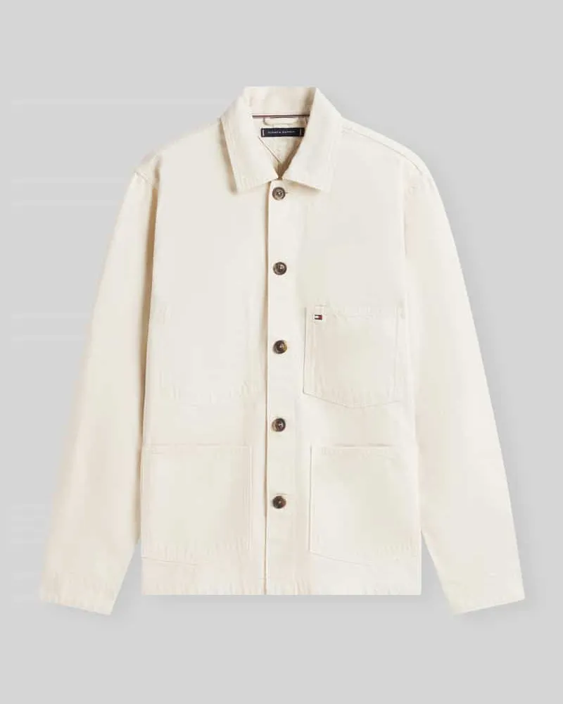 Tommy Hilfiger Regular Fit Hemdjacke aus reiner Baumwolle Ecru